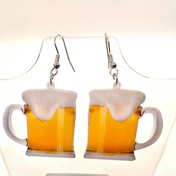 Pint Of Beer Earrings - Alcohol Earrings - Party Earrings - New Years Eve Outfit - Picture 1 of 8
